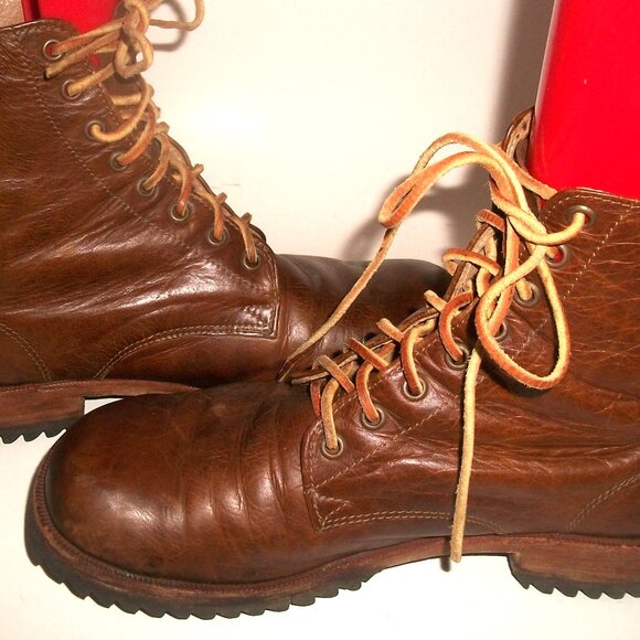 Jim Barnier Eco-Friendly Handmade Brown Leather Boho Chic Lace Up Hobo Boots 7M - Picture 6 of 15